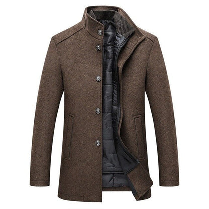Classic Fit Mens Wool Button Coat - Warm Winter Style - Vossary