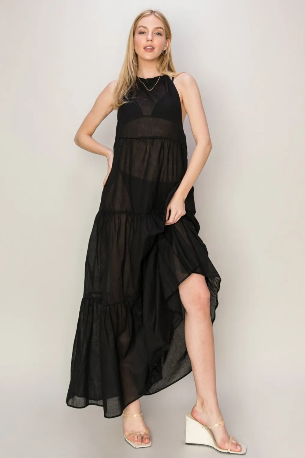 Flowy Beach Maxi Dress Cover Up - EasyApparels