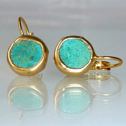 Blue Turquoise Drop Gold Earrings