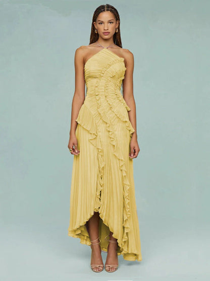 Flowy Asymmetrical Long Evening Dress