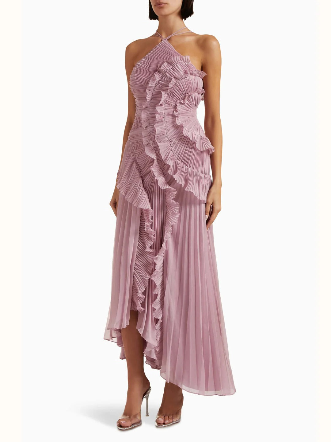 Flowy Asymmetrical Long Evening Dress