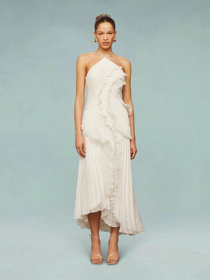 Flowy Asymmetrical Long Evening Dress