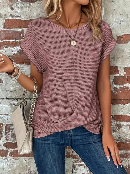 Textured Crew Neck Relaxed Fit Tee