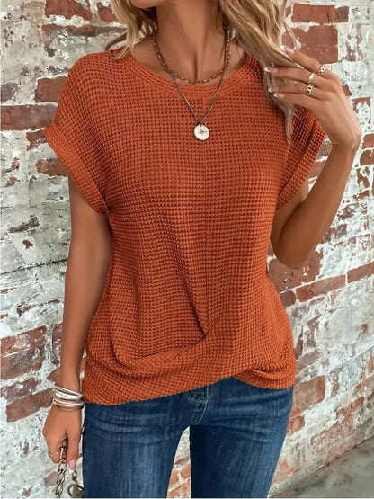 Textured Crew Neck Relaxed Fit Tee