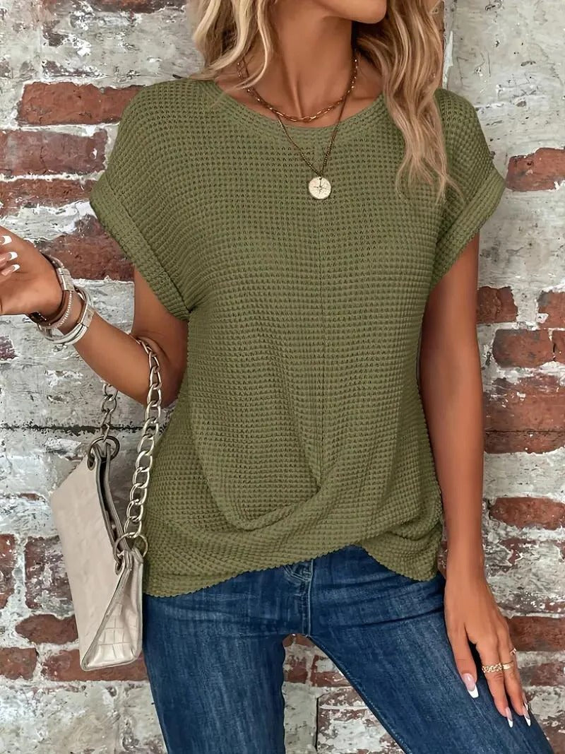Textured Crew Neck Relaxed Fit Tee