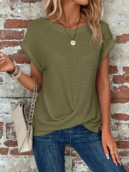 Textured Crew Neck Relaxed Fit Tee