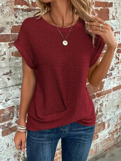 Textured Crew Neck Relaxed Fit Tee