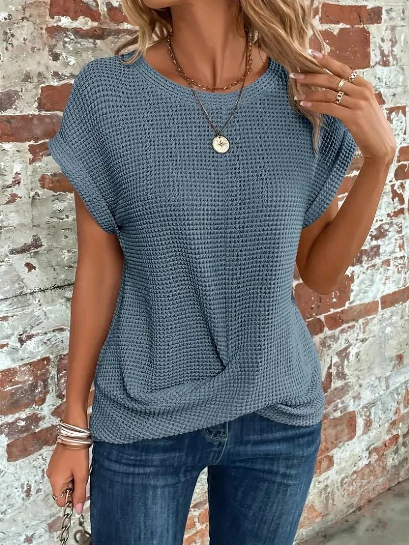 Textured Crew Neck Relaxed Fit Tee - EasyApparels