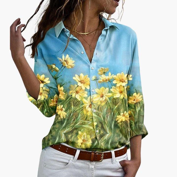 Ladies Floral V Neck Top