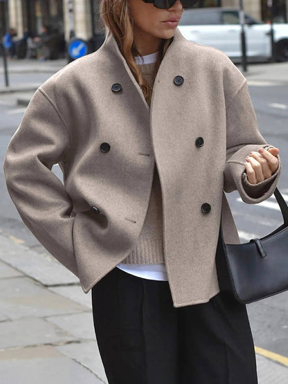 Classic Short Fitted Wool Coat - EasyApparels