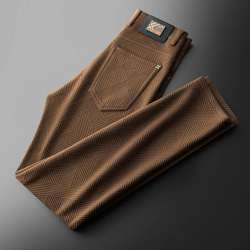 Comfortable Slim Fit Mens Pants with Textured Pattern