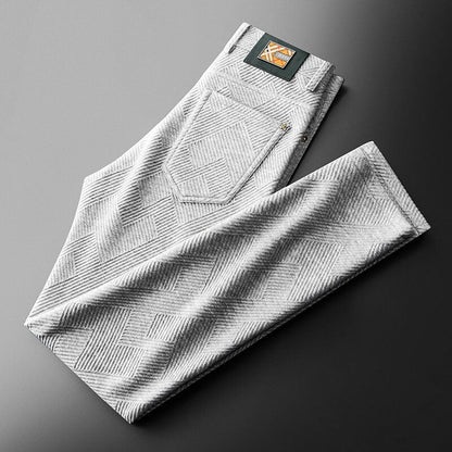 Comfortable Slim Fit Mens Pants with Textured Pattern