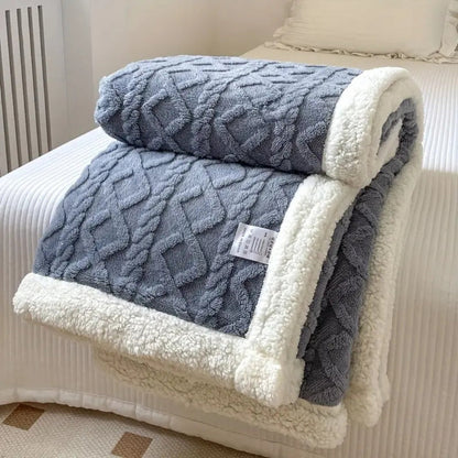 Plush Fleece Lined Throw Blanket