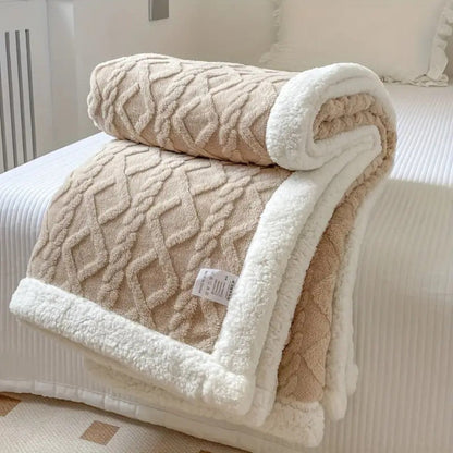 Plush Fleece Lined Throw Blanket