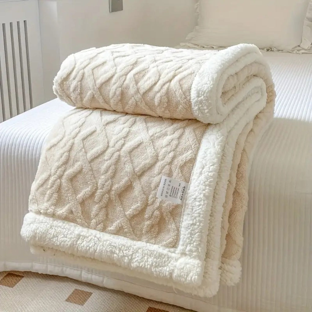 Plush Fleece Lined Throw Blanket