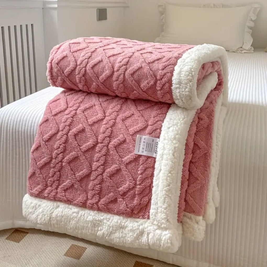 Plush Fleece Lined Throw Blanket
