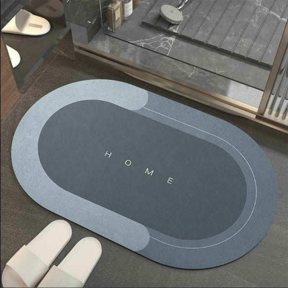 Minimalist Oval Bath Mat With Non-Slip Absorbent Surface