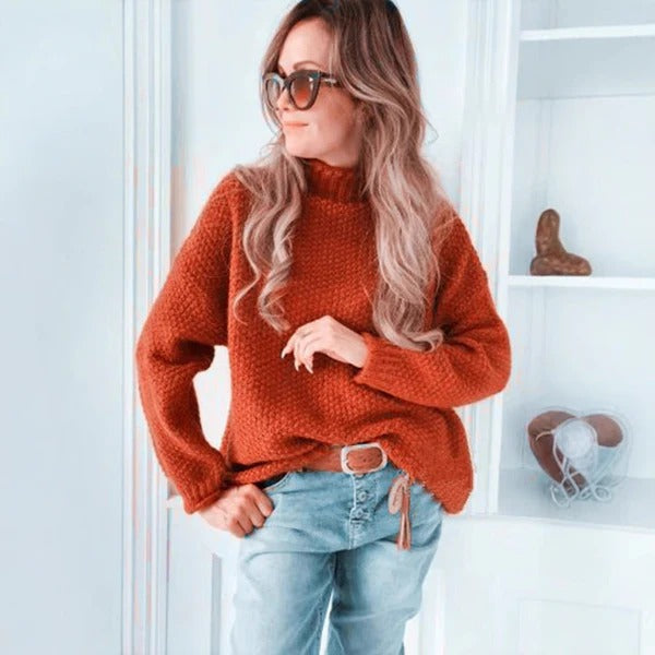 Cozy Women's Oversized High Neck Sweater - EasyApparels