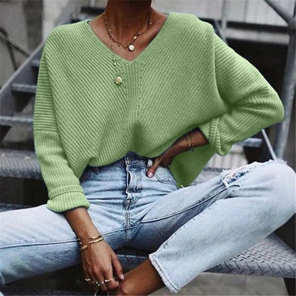 Cozy Women's Oversized V-Neck Sweater - EasyApparels
