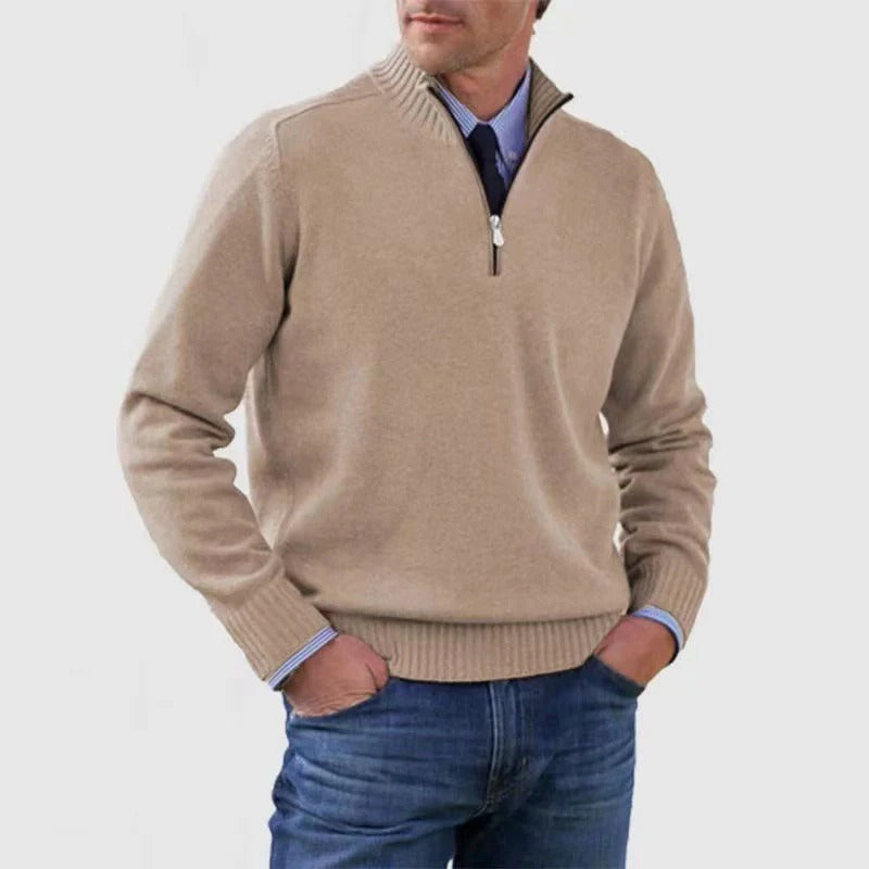 Men's Smart Zip Neck Casual Sweater