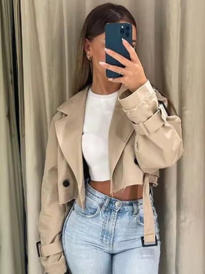 Classic Double Breasted Cotton Trench Coat - EasyApparels