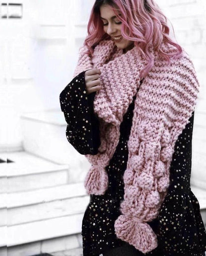 Cozy Large Cable Knit Wool Scarf