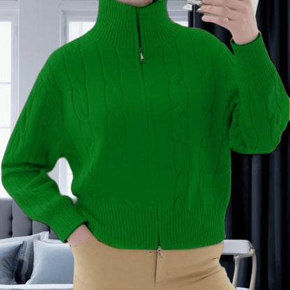 Cozy Women's Cable Knit Zip Up Sweater