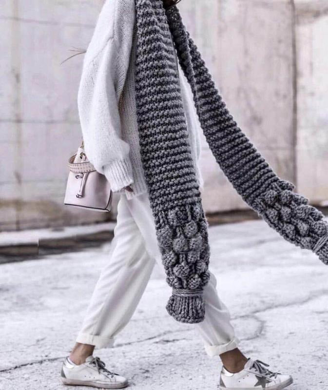 Cozy Large Cable Knit Wool Scarf - EasyApparels