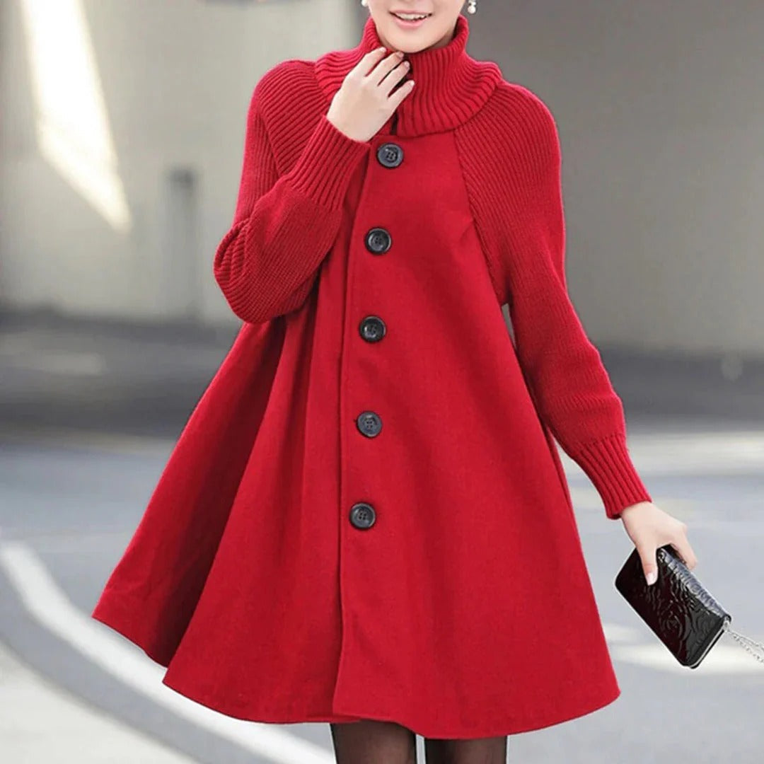 Warm Ladies Wool A-Line Knee Length Coat