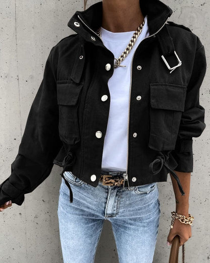 Women's Utility Jacket with Adjustable Waist - EasyApparels