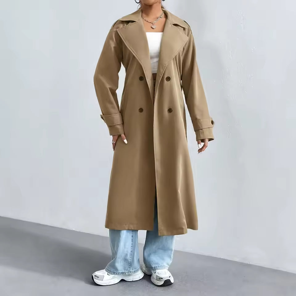Classic Double-Breasted Ankle Coat - EasyApparels