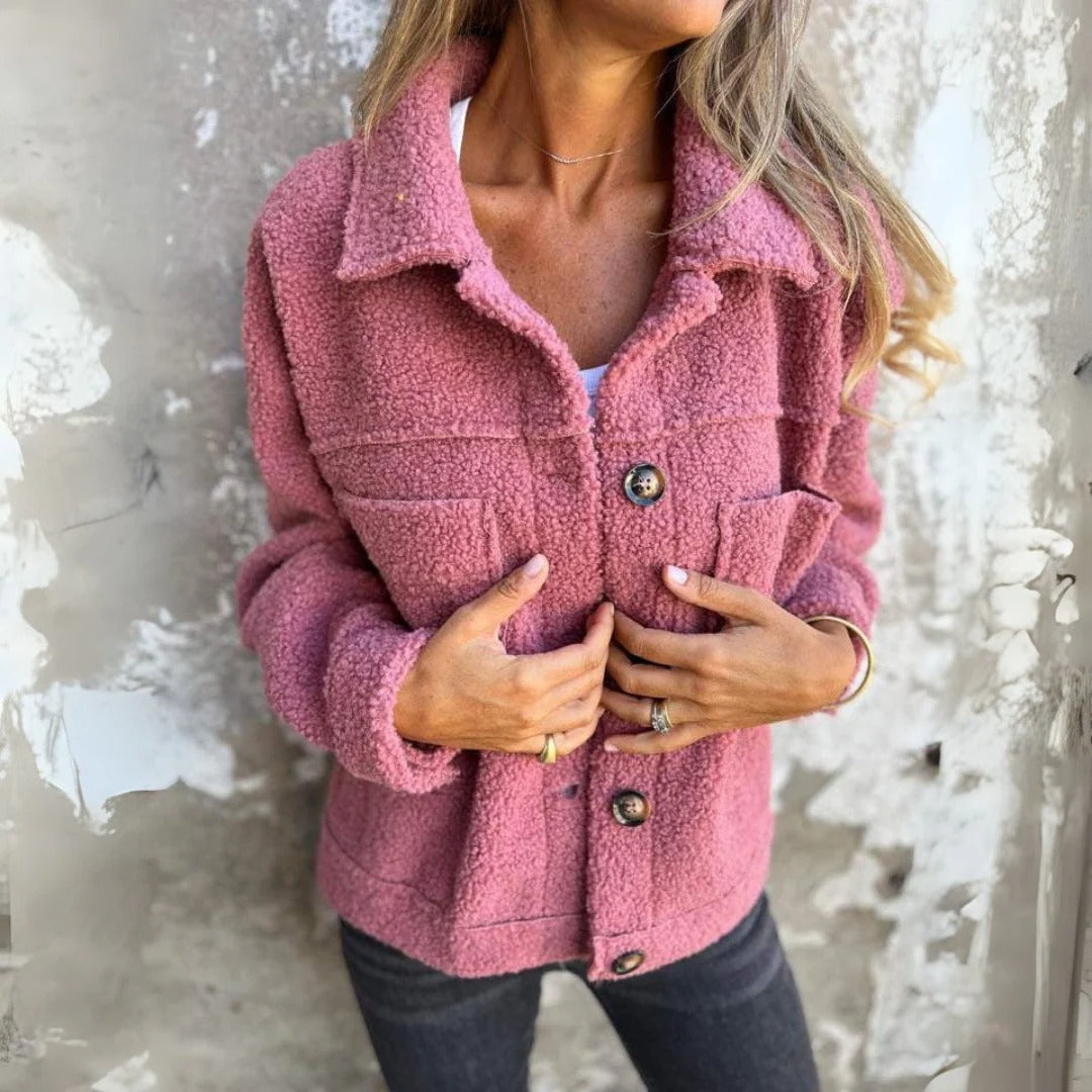 Soft Wool Women's Overcoat with Wide Lapel - EasyApparels
