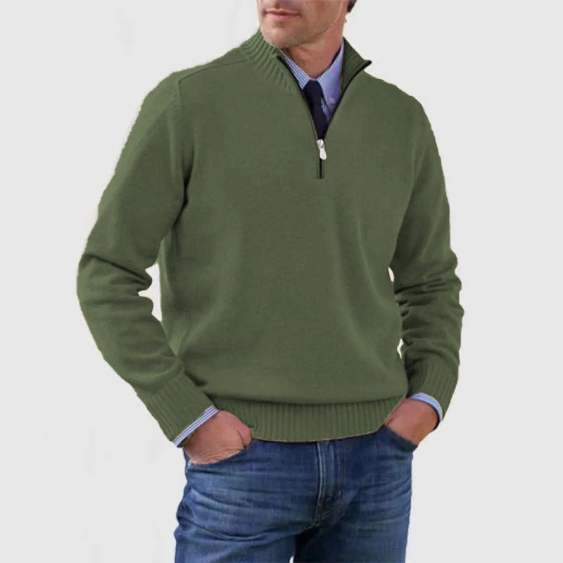 Men's Smart Zip Neck Casual Sweater