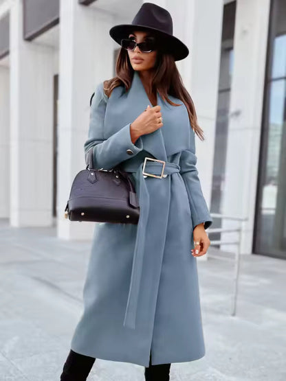 Classic Fit Women's Long Belted Coat