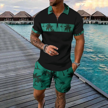 Men's Summer Polo Set - Classic Fit - Floral Print
