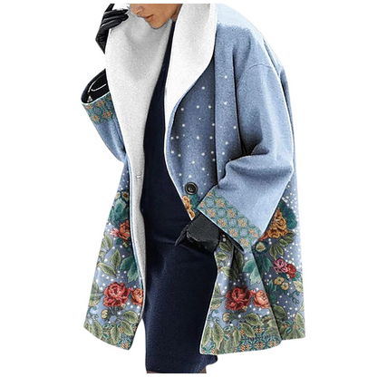 Cozy Wool Women's Floral Parka Jacket