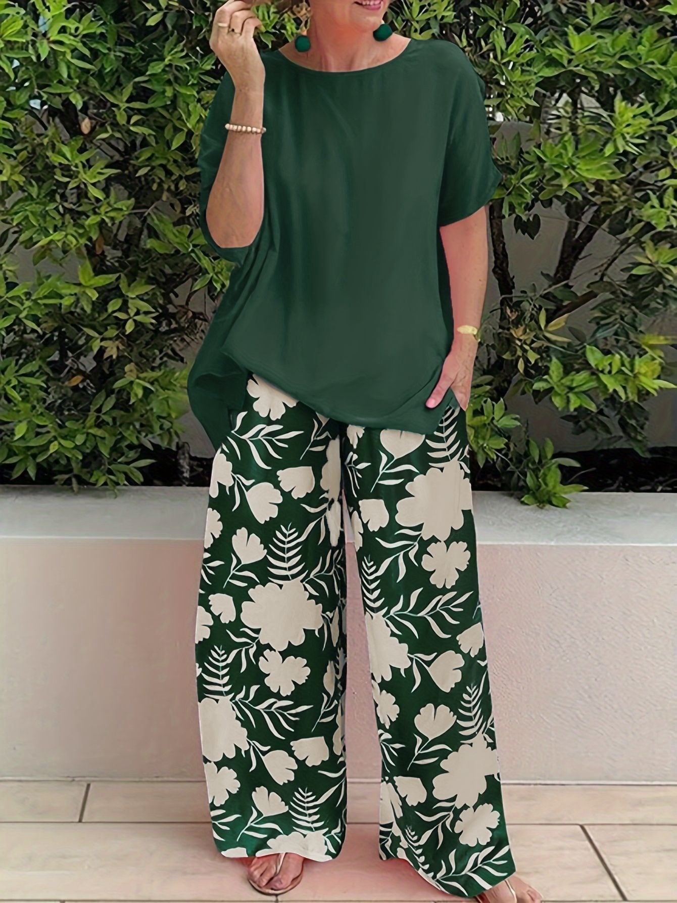 Loose Fit Women's Floral Wide Leg Pants