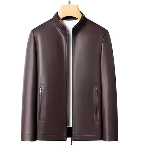 Classic Slim Fit Leather Coat - EasyApparels