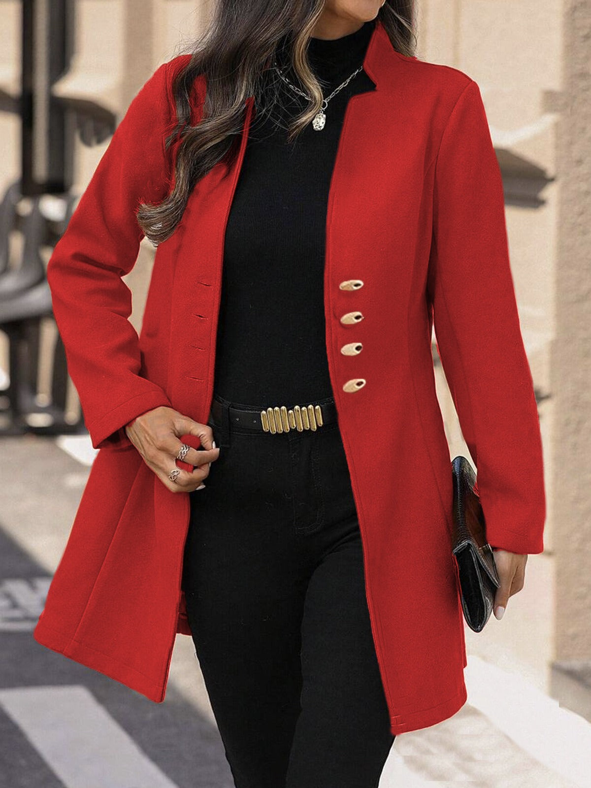 Women's Fitted Mid Length Wool Trench Coat