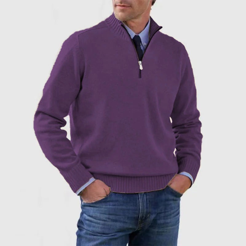 Men's Smart Zip Neck Casual Sweater
