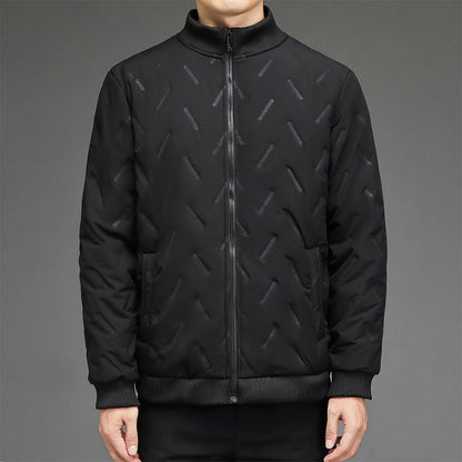 Warm Quilted Men's Jacket with Ribbed Cuffs
