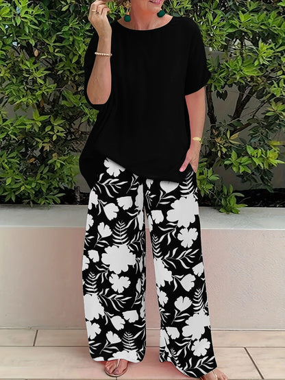 Loose Fit Women's Floral Wide Leg Pants