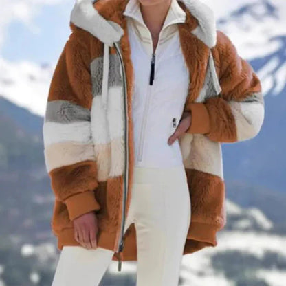 Cozy Women's Faux Fur Hoodie Jacket - EasyApparels