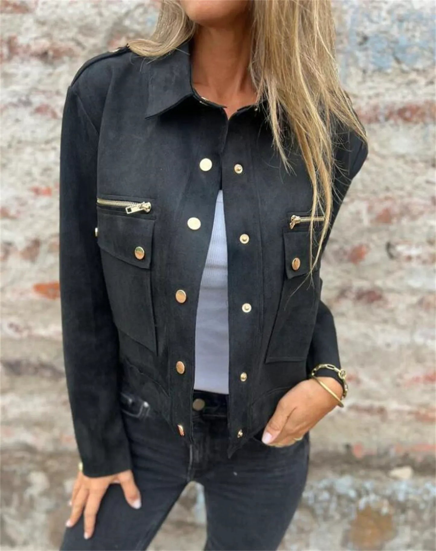 Fitted Women's Suede Zip Jacket