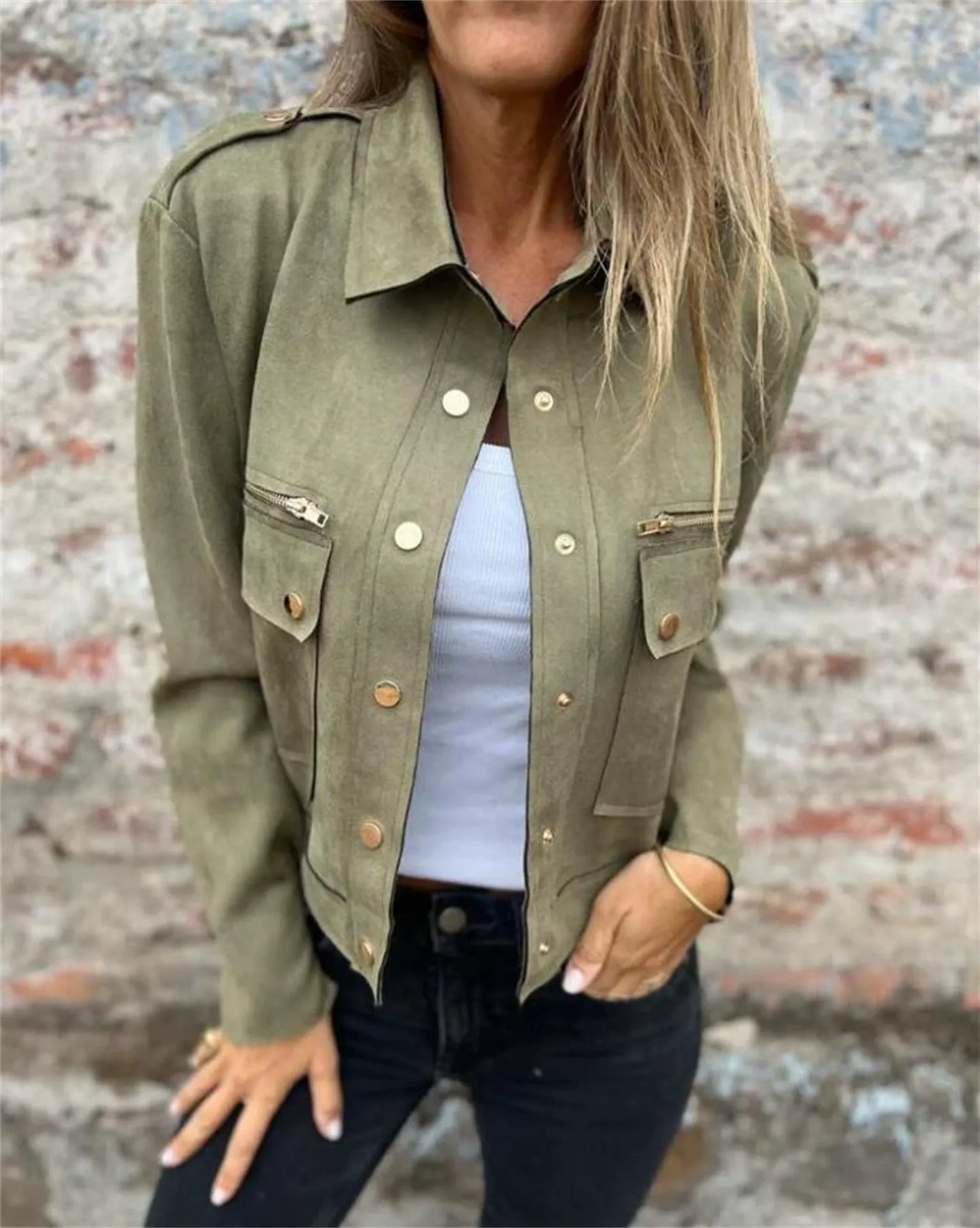 Fitted Women's Suede Zip Jacket