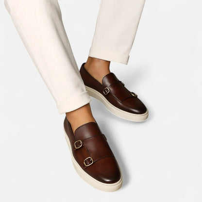 Classic Men's Leather Monk Strap Shoes
