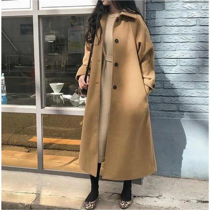 Casual Double Breasted Long Wool Trench Coat - EasyApparels