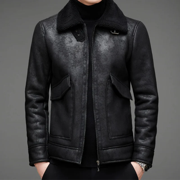 Classic Men's Faux Leather Biker Jacket with Zip - EasyApparels