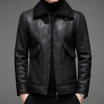 Classic Men's Faux Leather Biker Jacket with Zip - EasyApparels