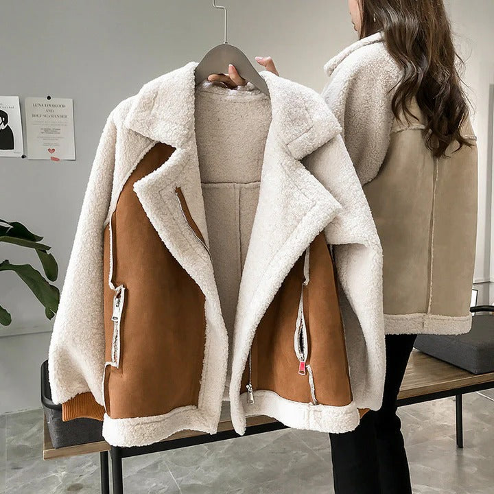 Women's Oversized Teddy Coat with Zip Pockets - EasyApparels